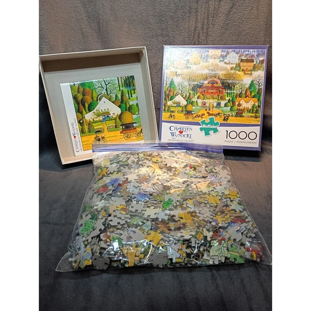Charles Wysocki Melodrama in the Mist 1000 PC Puzzle Used Bagged Buffalo Games